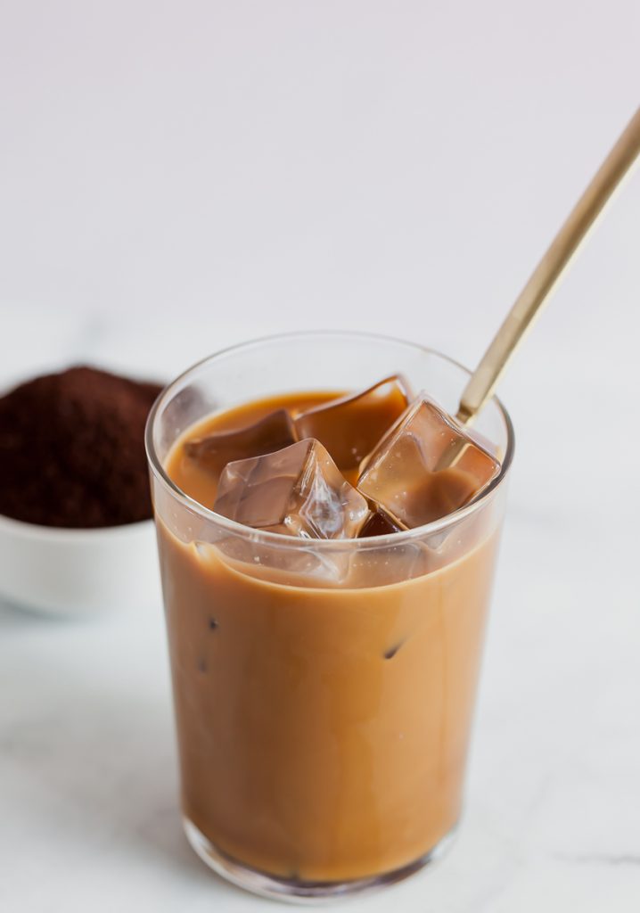 iced homemade cold brew coffee with cream