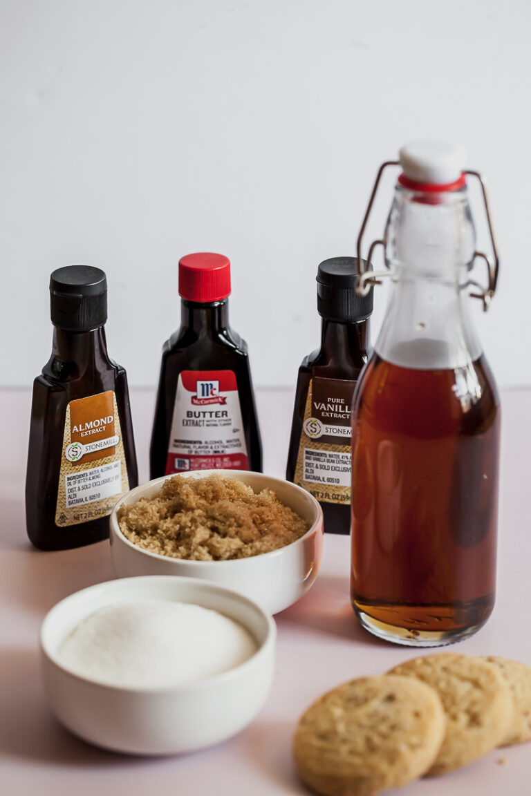 simple syrup with cookies, sugar, and flavor extracts