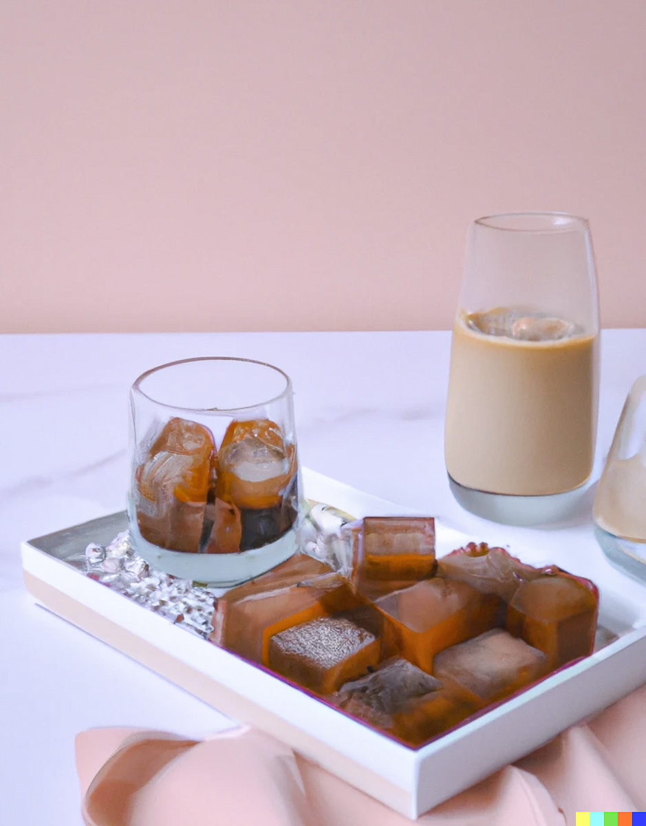 coffee ice cubes on tray
