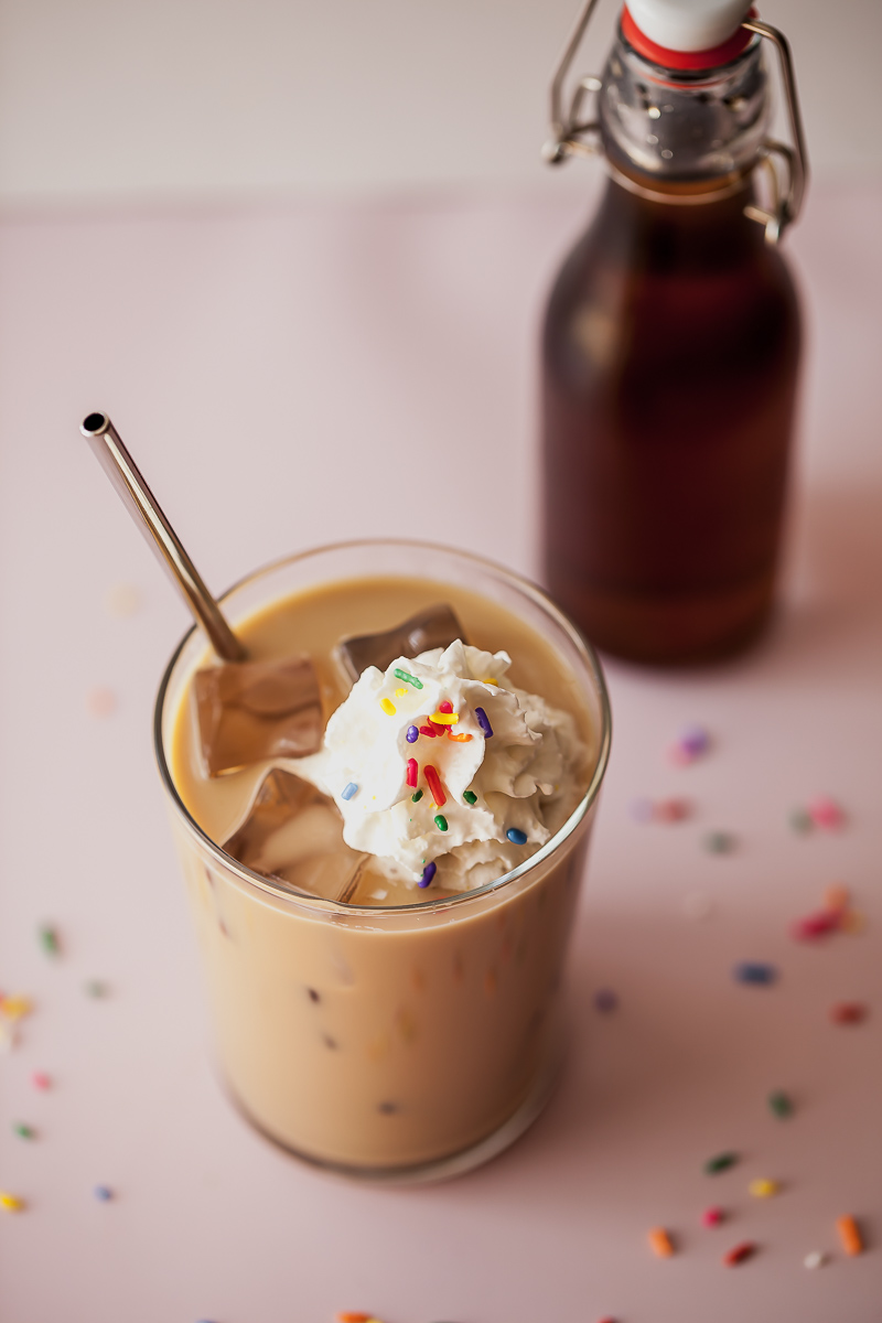 iced sugar cookie latte with simple syrup